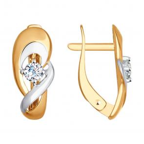 Золотые серьги SOKOLOV с фианитом 027259 фото