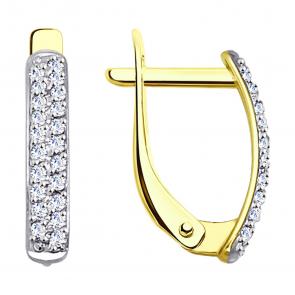 Серьги из лимонного золота SOKOLOV с фианитом 027265-2 фото