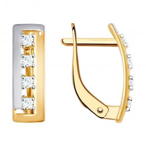 Золотые серьги SOKOLOV с фианитом 027267 фото