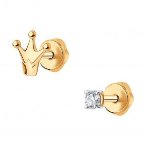 Золотые серьги SOKOLOV с фианитом 027271 фото