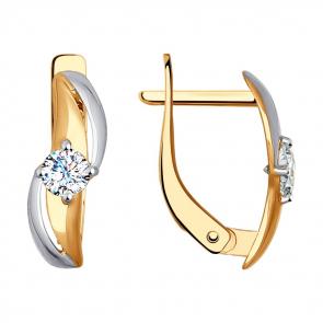 Золотые серьги SOKOLOV с фианитом 027292 фото