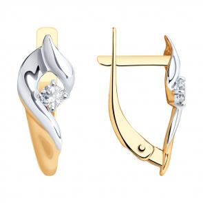 Золотые серьги SOKOLOV с фианитом 027317 фото