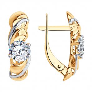 Золотые серьги SOKOLOV с фианитом 027331 фото