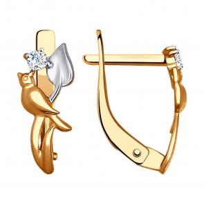 Золотые серьги SOKOLOV с фианитом 027335 фото