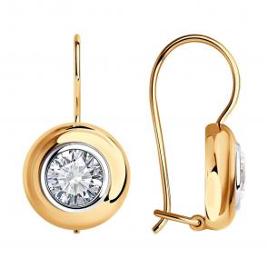 Золотые серьги SOKOLOV с фианитом 027339 фото