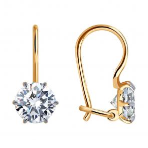 Золотые серьги SOKOLOV с фианитом 027379 фото