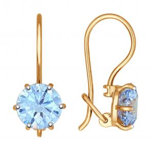 Золотые серьги SOKOLOV с фианитом 027380 фото