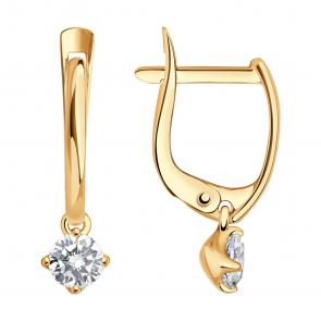 Золотые серьги SOKOLOV с фианитом 027396 фото