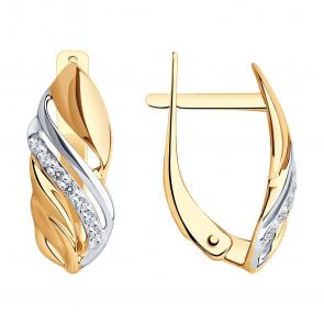 Золотые серьги SOKOLOV с фианитом 027400 фото