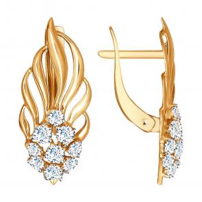 Золотые серьги SOKOLOV с фианитом 027405 фото