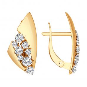 Золотые серьги SOKOLOV с фианитом 027414 фото