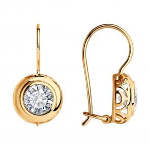 Золотые серьги SOKOLOV с фианитом 027416 фото