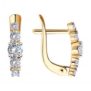 Золотые серьги SOKOLOV с фианитом 027452 фото