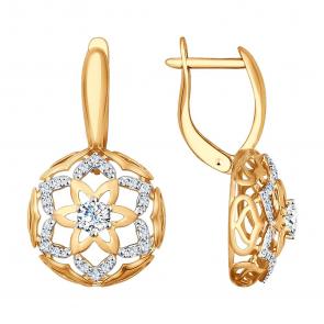 Золотые серьги SOKOLOV с фианитом 027461 фото