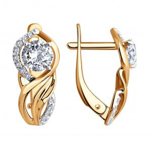 Золотые серьги SOKOLOV с фианитом 027463 фото