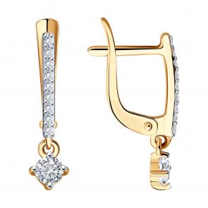 Золотые серьги SOKOLOV с фианитом 027477 фото