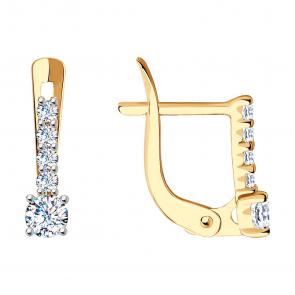 Золотые серьги SOKOLOV с фианитом 027500 фото