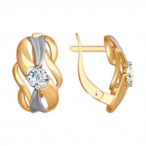 Золотые серьги SOKOLOV с фианитом 027533 фото