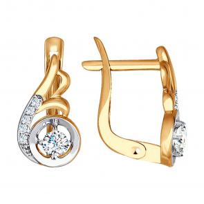 Золотые серьги SOKOLOV с фианитом 027552 фото