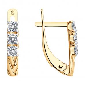 Золотые серьги SOKOLOV с фианитом 027574 фото