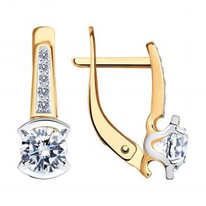 Золотые серьги SOKOLOV с фианитом 027580 фото