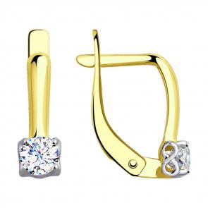 Серьги из лимонного золота SOKOLOV с фианитом 027617-2 фото