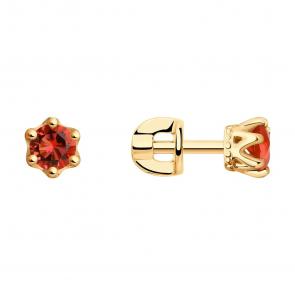 Золотые серьги SOKOLOV с рубиновым корундом 027630 фото