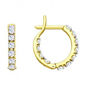 Серьги из лимонного золота SOKOLOV с фианитом 027654-2 фото