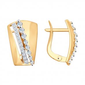 Золотые серьги SOKOLOV с фианитом 027709 фото