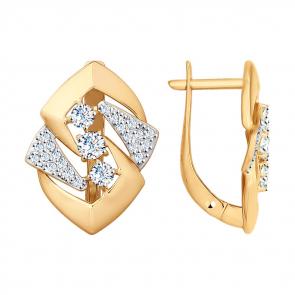 Золотые серьги SOKOLOV с фианитом 027864 фото