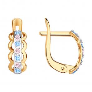 Золотые серьги SOKOLOV с фианитом 027870 фото