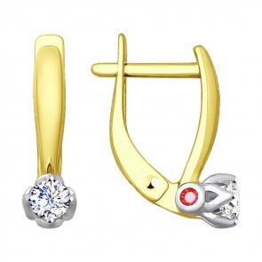 Серьги из лимонного золота SOKOLOV с фианитом 027877-2 фото