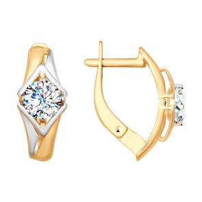 Золотые серьги SOKOLOV с фианитом 027924 фото