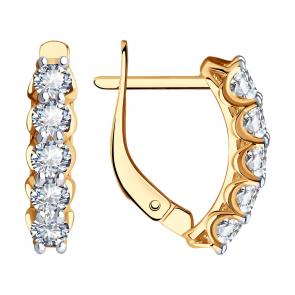 Золотые серьги SOKOLOV с фианитом 027928 фото