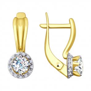 Серьги из лимонного золота SOKOLOV с фианитом 027931-2 фото