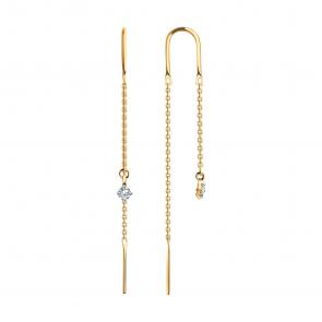 Золотые серьги SOKOLOV с фианитом 028026 фото