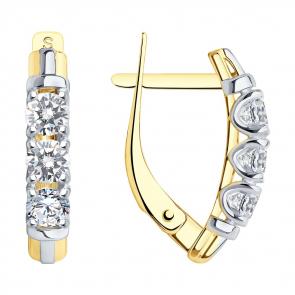 Серьги из лимонного золота SOKOLOV с фианитом 028040-2 фото