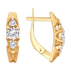 Золотые серьги SOKOLOV с фианитом 028045 фото