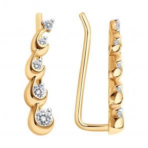 Золотые серьги SOKOLOV с фианитом 028047 фото