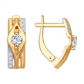 Золотые серьги SOKOLOV с фианитом 028055 фото