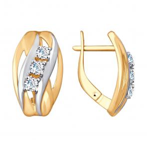 Золотые серьги SOKOLOV с фианитом 028073 фото