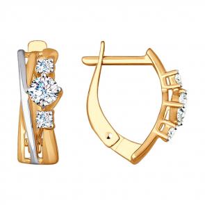 Золотые серьги SOKOLOV с фианитом 028076 фото