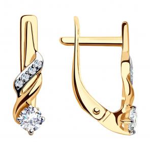 Золотые серьги SOKOLOV с фианитом 028106 фото