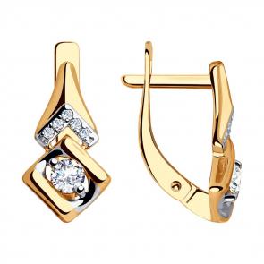 Золотые серьги SOKOLOV с фианитом 028112 фото