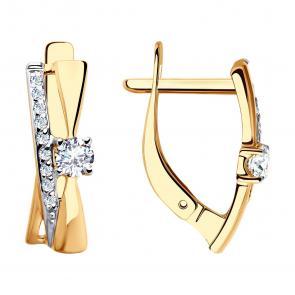 Золотые серьги SOKOLOV с фианитом 028119 фото