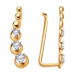 Золотые серьги SOKOLOV с фианитом 028123 фото