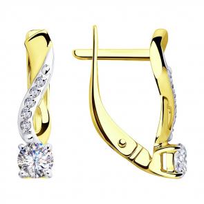 Серьги из лимонного золота SOKOLOV с фианитом 028147-2 фото