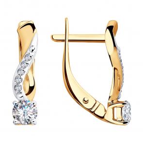 Золотые серьги SOKOLOV с фианитом 028147 фото