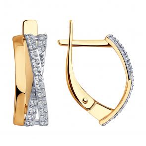 Золотые серьги SOKOLOV с фианитом 028152 фото