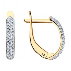 Золотые серьги SOKOLOV с фианитом 028159 фото